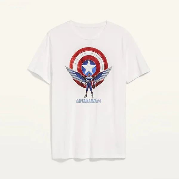 Black Couples Unisex Drop Shoulder Marvel Studios Pattern Active Wear T Shirt