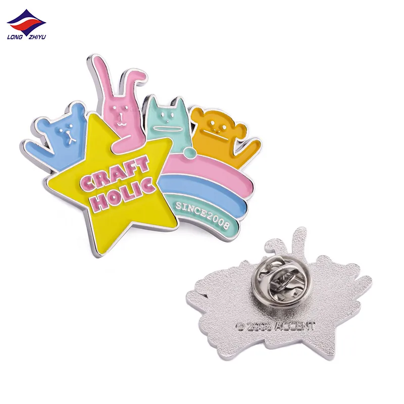 Longzhiyu professional zinc alloy pins supplier high quality custom badges logo soft enamel wholesale metal lapel pin badge