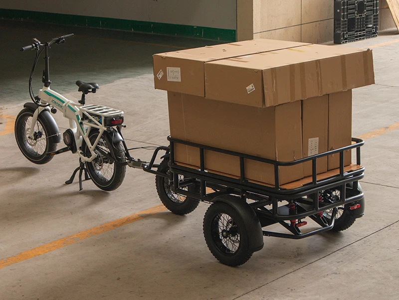 Aluminum alloy 16*4.0 fat tire outdoor camping transport camper travel cargo electric bicycle trailer