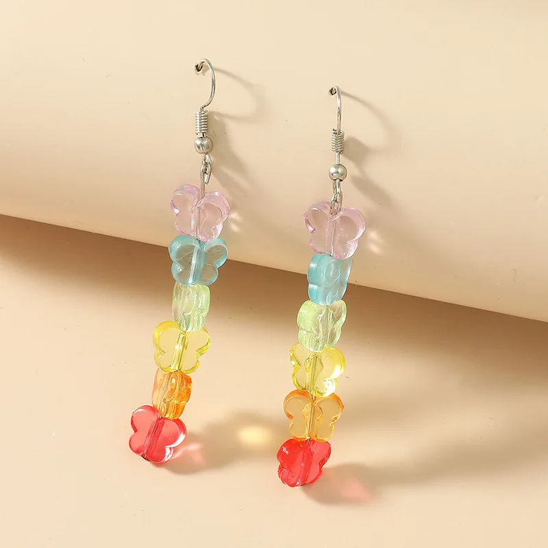  Cute colored five-pointed star gummy bear earrings ins style candy color long for ladies ear
