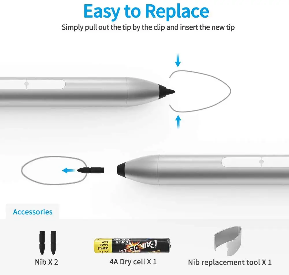 Surface Pen,Surface Stylus Pen 1024 Levels Pressure Sensitivity Aluminum Body Microsoft Surface Pro 2017,Surface Pro 5,