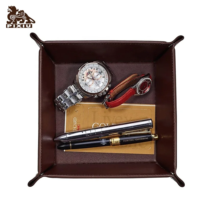 Custom best selling pu leather rolling tray storage tray with own logo