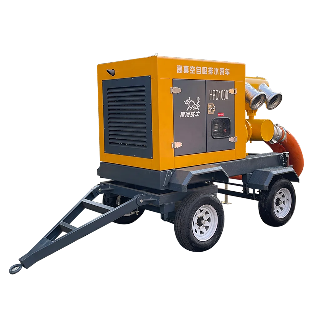 12inch movable diesel engine trash pump self-priming water pump with wheels