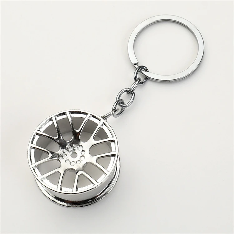 Wheel Hub Metal Keychain for Men Car Keyring Turbocharging Key Chain