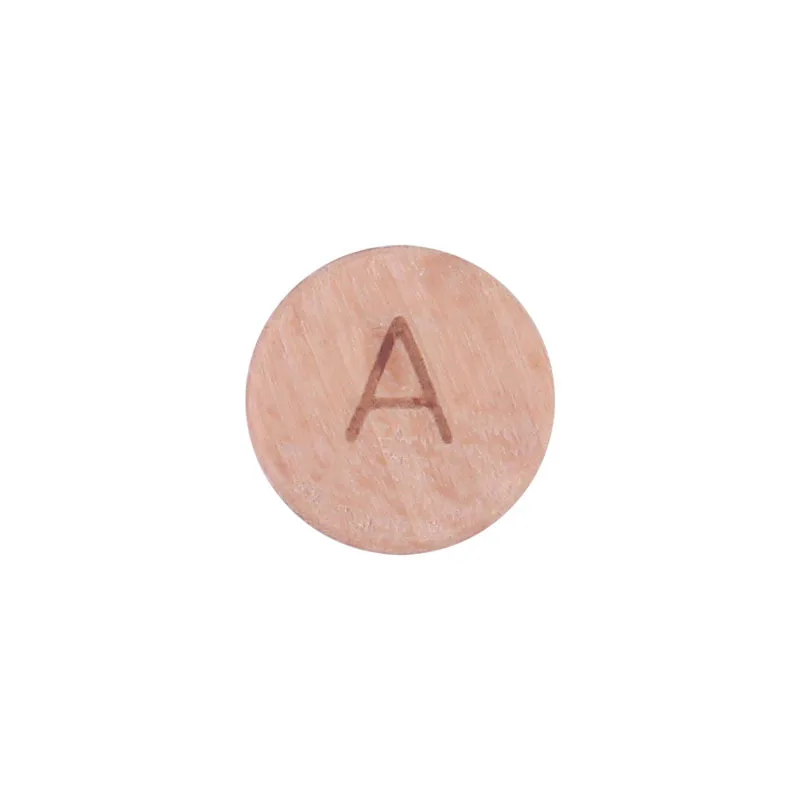 15mm Flat Round Beech Wood English Letter Alphabet Wooden Beads DIY Teething Accessories