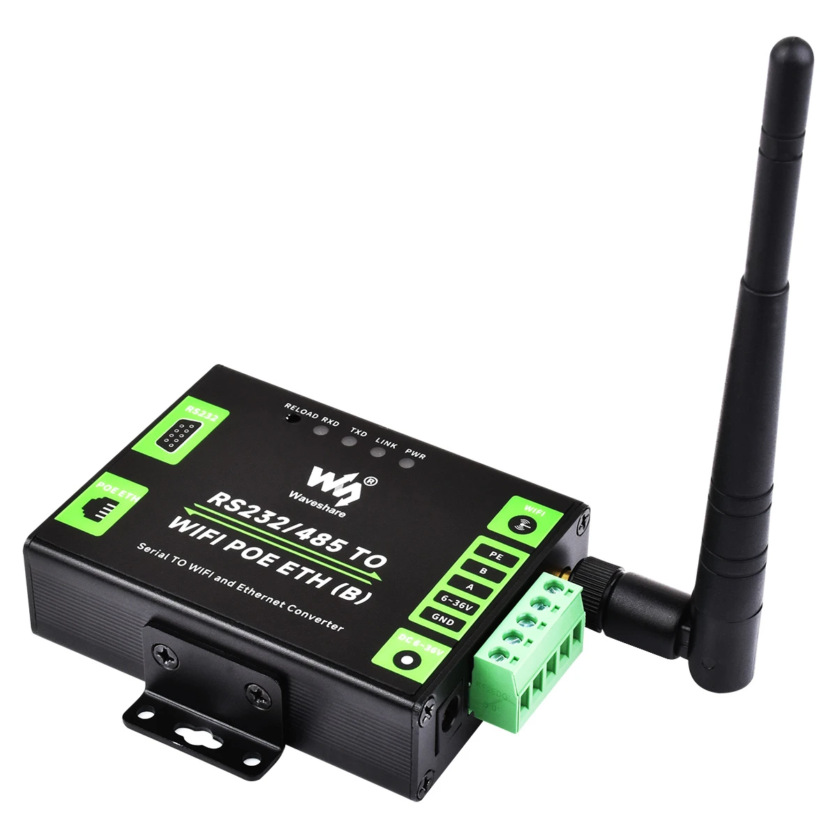 Waveshare промышленный Серийный Сервер RS232/485 к Wi-Fi и Ethernet, Шлюз Modbus, шлюз MQTT, металлический корпус