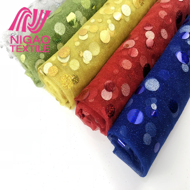 
Wholesale multicolor 100%Polyester polka dot mesh fabric sequin fabric tulle for TUTU Dress 