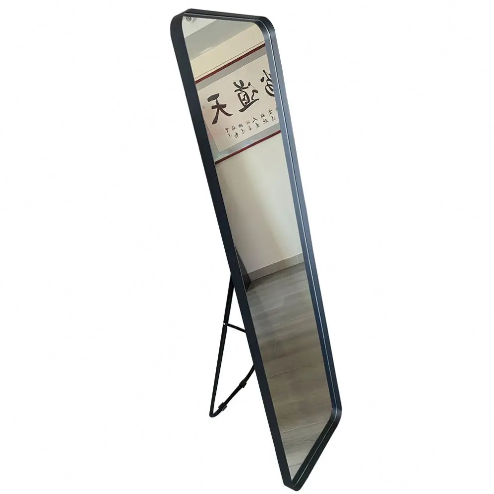 Молотые алмазные напольные зеркала полная длина большой размер античная передняя поверхность металлическая рама напольное свободно стоящее