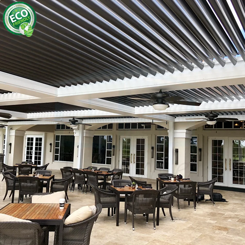 Customized Heavy Duty Waterproof Motorized Louvre Roof Pavilion Canopy Motorized Waterproof Pergola