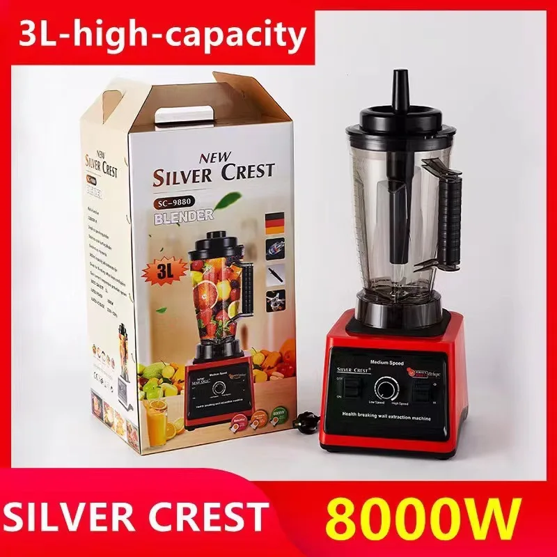 Multifunctional 2 in 1 8000w Professional Heavy Duty Commercial Mixer Smoothie Juicer Food Processor Silver Crest Blender
