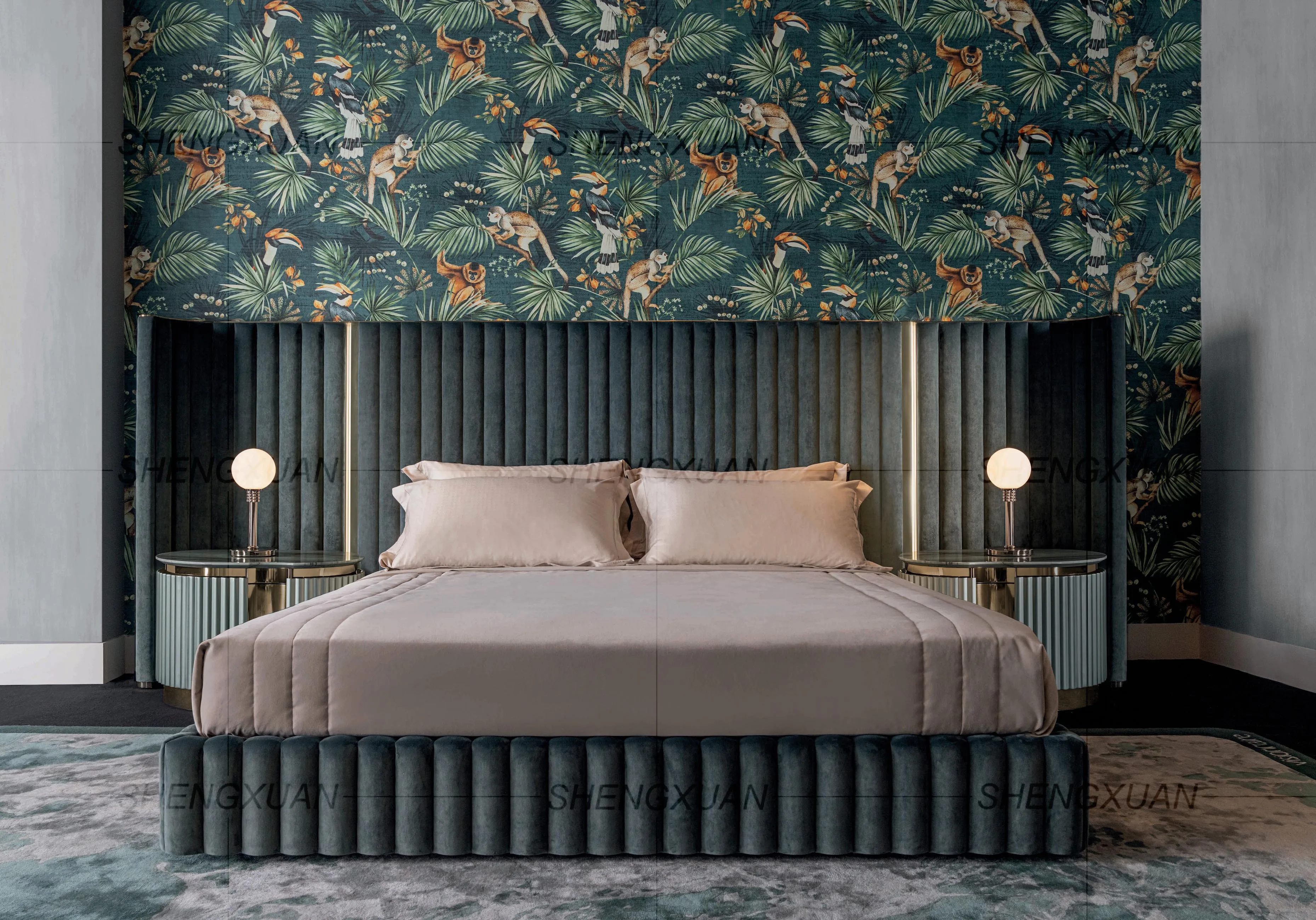 Fabric Velvet Bed Head Board For Bed With Matress Super King Size Bed Frame