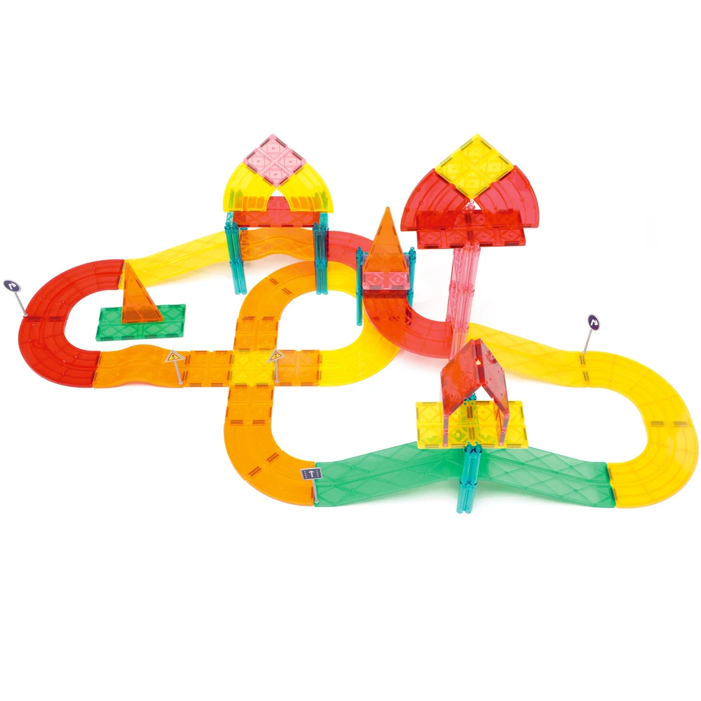 Kebo 2022 3D 200pcs Magnetic Educational Toys magnetic racing track car set tiles building blocks for kids