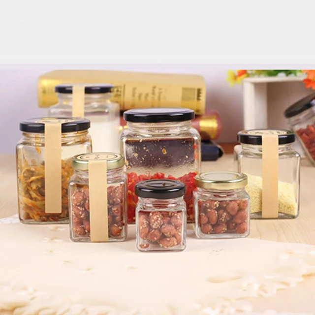 PUTIAN square 380ml glass hot sauce jar chili bottle tomato sauce honey jar pickles beef paste bottle