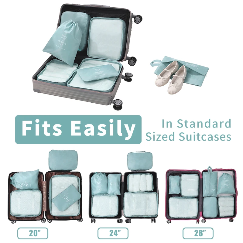 Custom travel bags luggage set 7 pcs packing cubes for suitcases