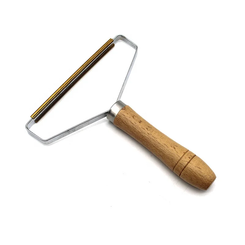 New design portable natural beech wood stainless steel copper head lint remover clothing