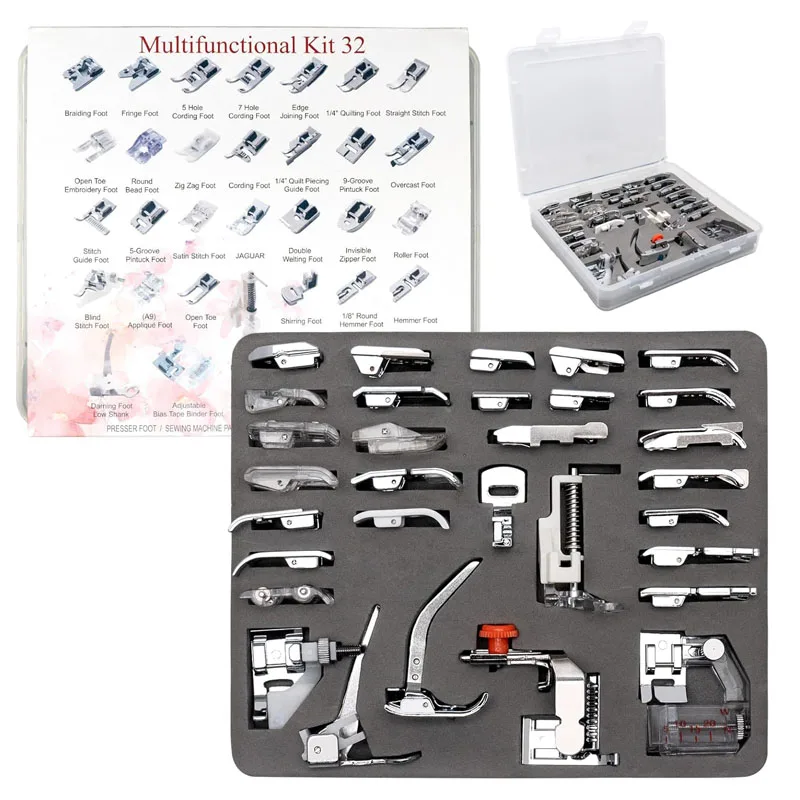 32Pcs Presser Foot Kit Complete Sewing Machine Accessories Baby-Lock Low Shank Sewing Machine Use