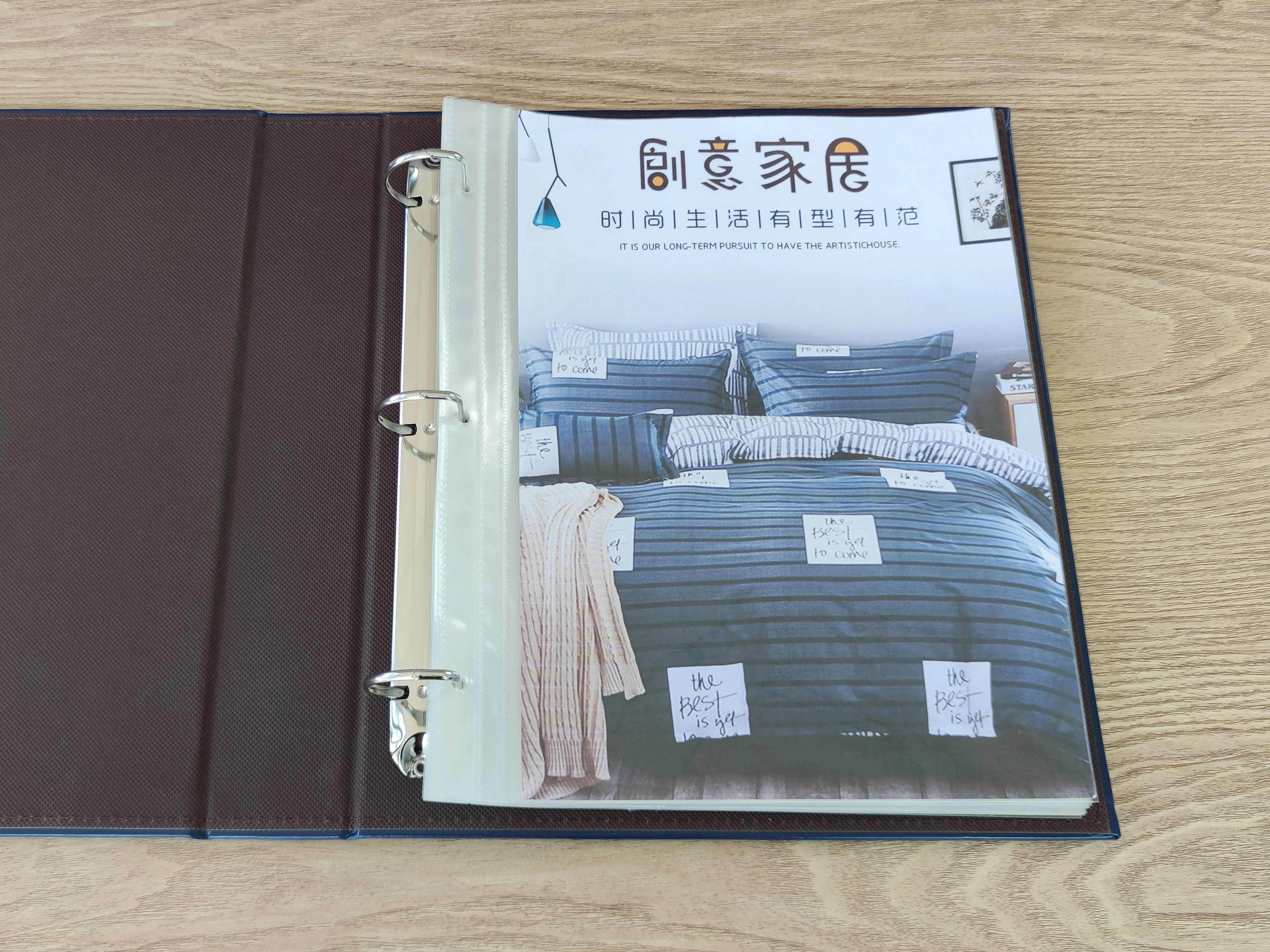 Customized Leather cover a4 file folder office data book D ring bound A4 file folder photo album cover