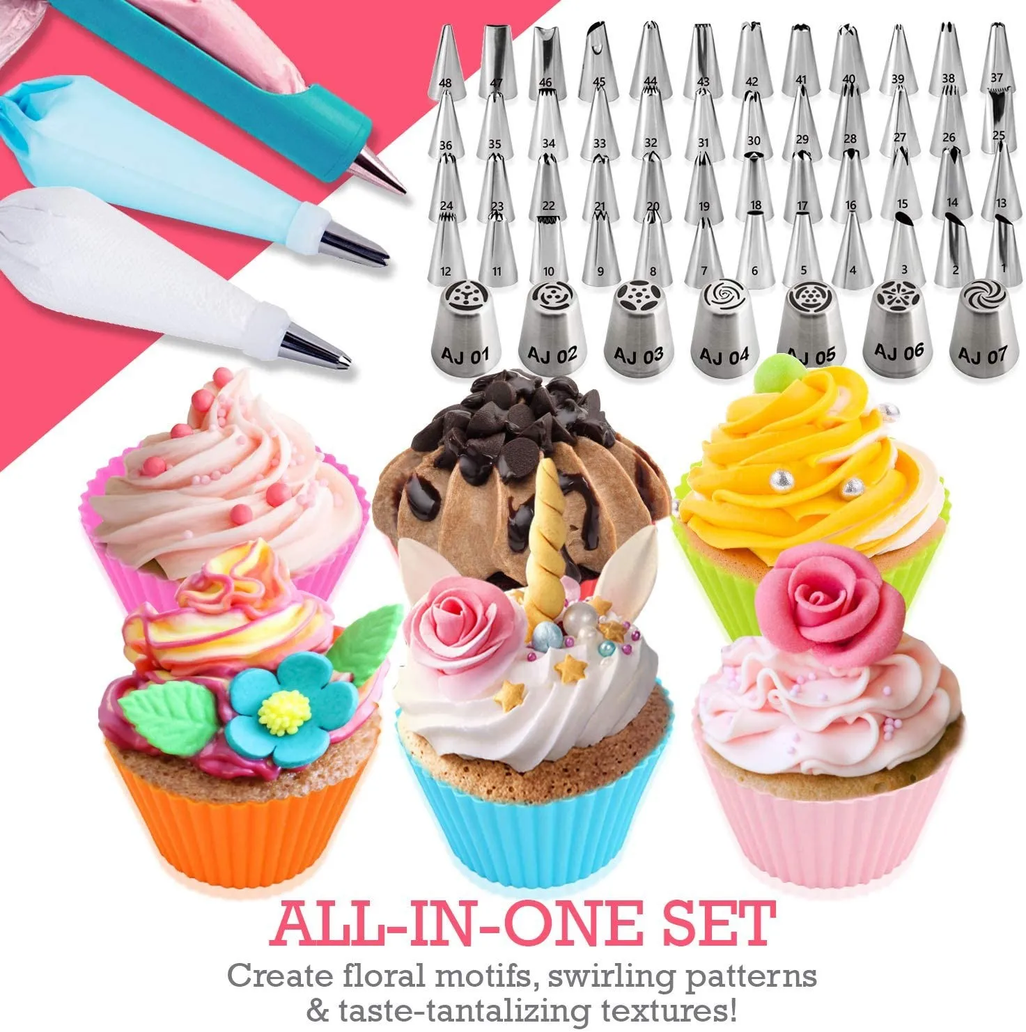 333pcs piping tips set with Springform Pans Cake Turntable Stand Icing bags pastry tools for baking kinchen DIY baking tools