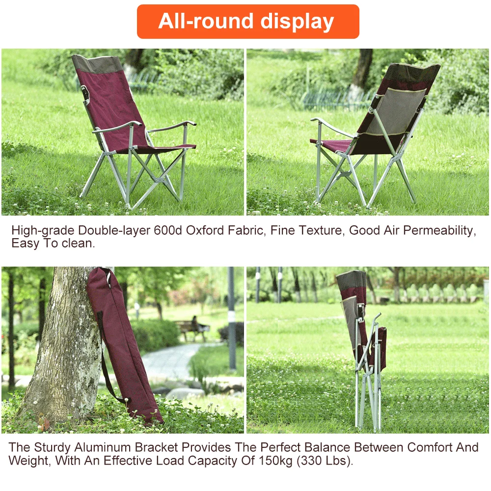 wholesales custom top quality aluminum fishing beach outdoor foldable camping chair