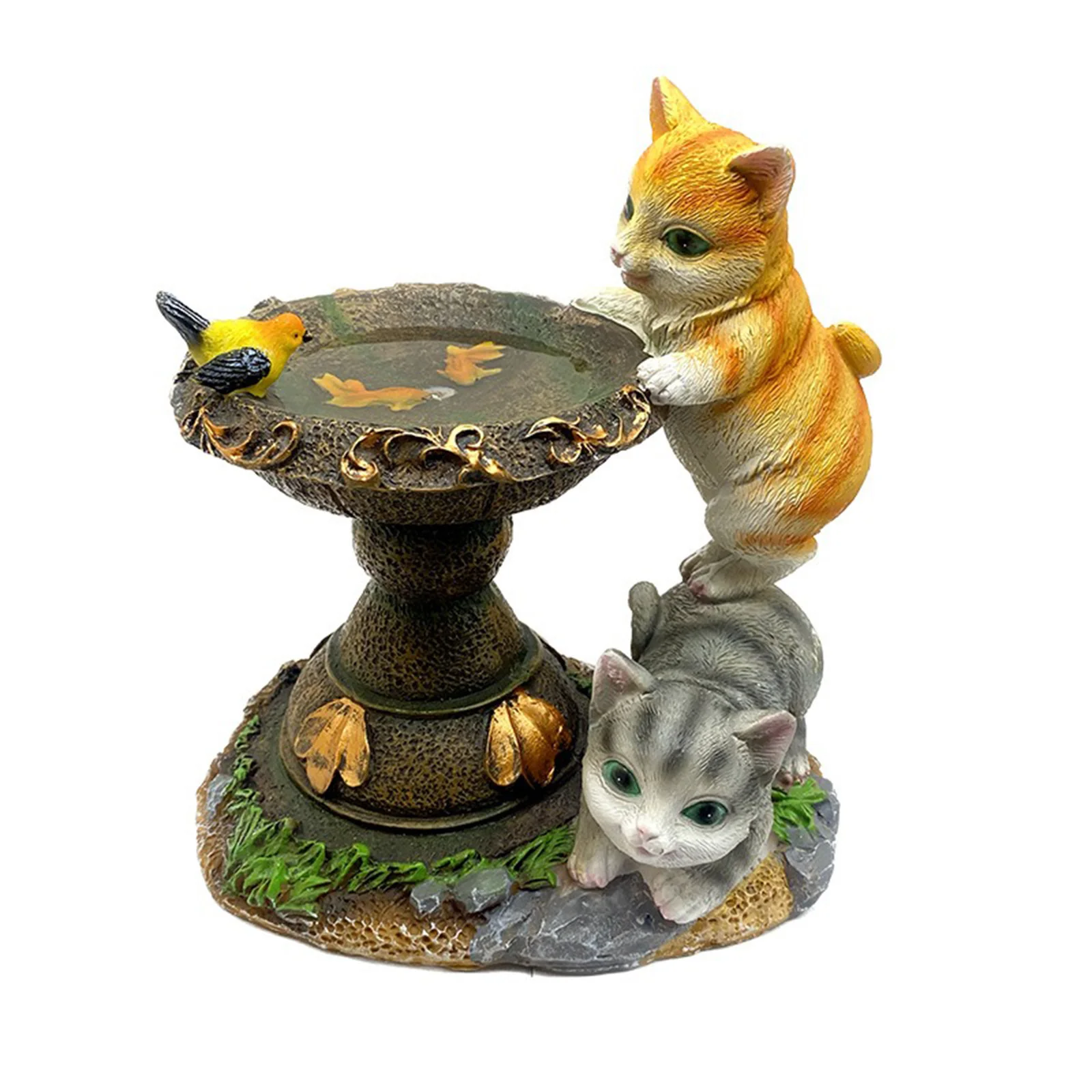 Resin material cat shaped garden decoration, outdoor solar lights, lawn decoration ornaments