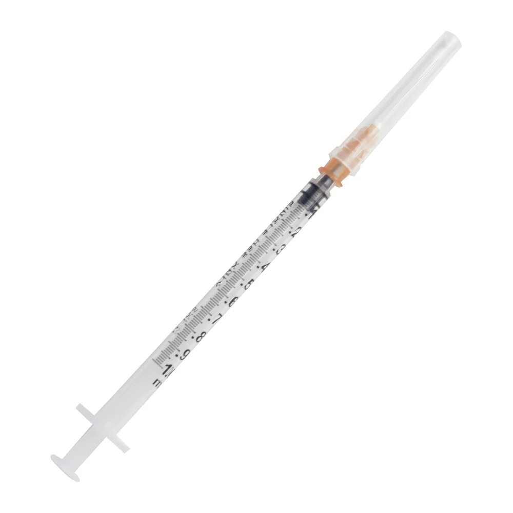 Factory stock 1 ml low dead volume syringe with needle, low residue and long rubber stopper syringe