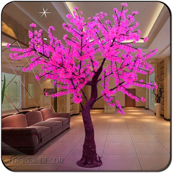 Landscaping LED Artificial Cherry Blossom Tree with Pink Flowers Metal Plant for Wedding Shopping Malls Hotels