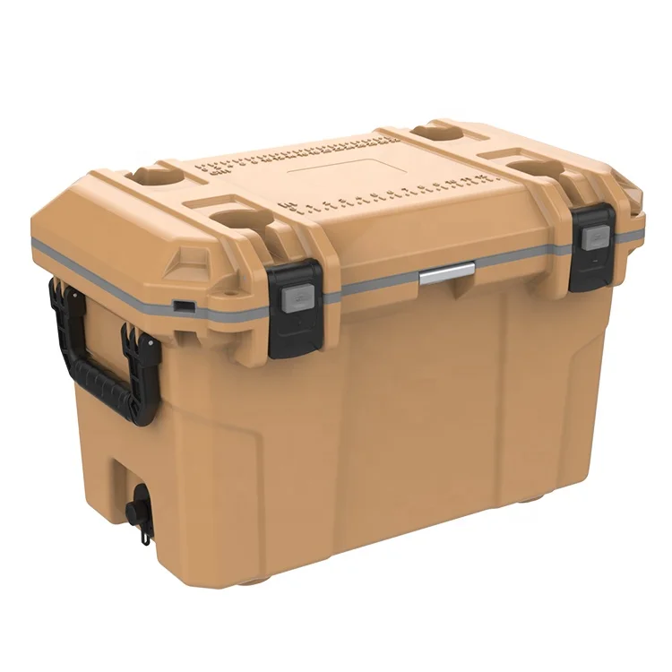 Camping equipment TAN 70QT portable insulated ice cooler box chilly bin beer cooling plastic ice chest for beach