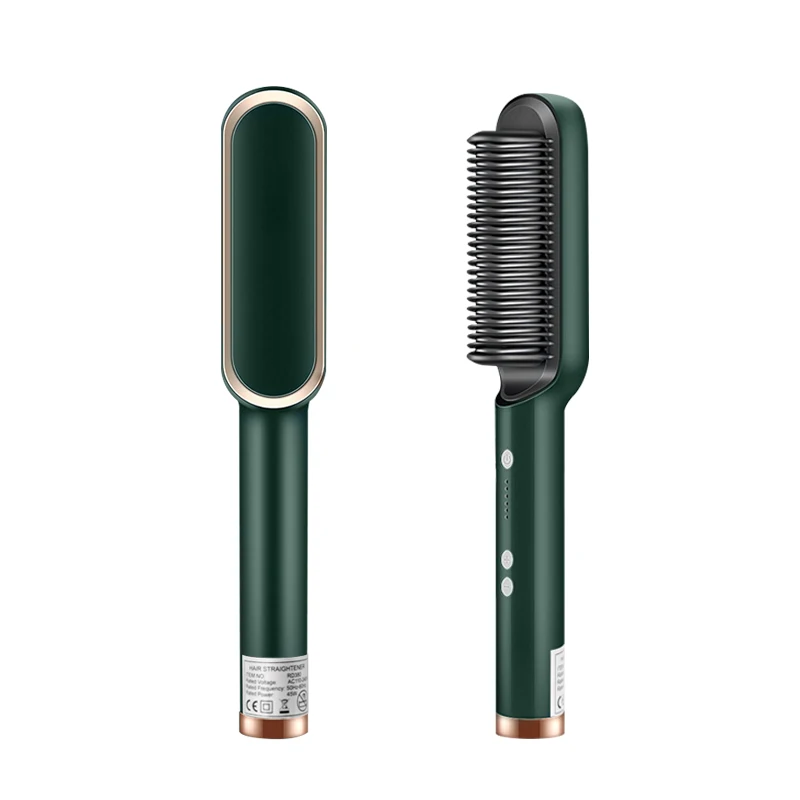 Amazon electronic straightening brush Tourmaline Ceramic hair straight flat iron fast hot comb professional hair straightener