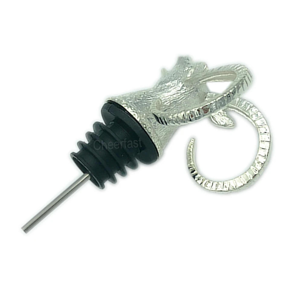 Best Zinc alloy Animal silver color wine stopper spout pourer  and wine pourer stainless and pourer with wine stopper