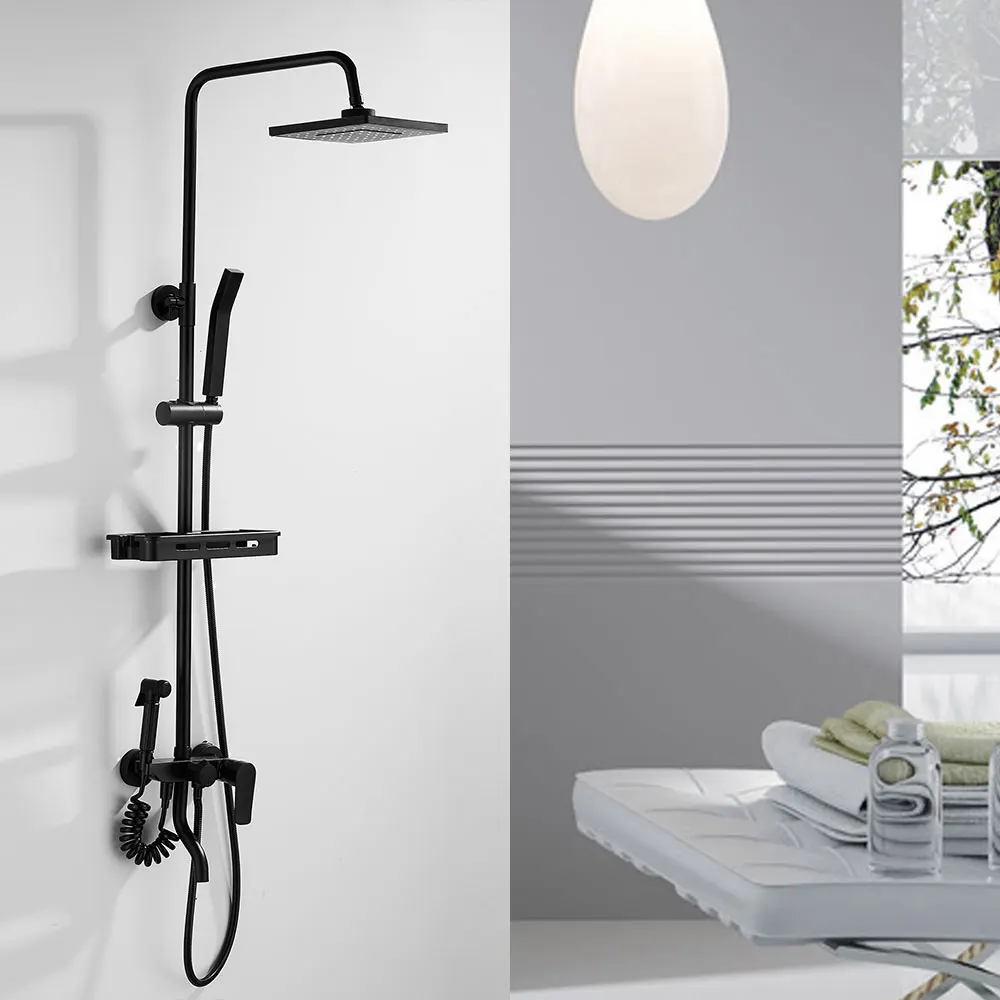 Многофункциональный набор черного цвета для ванной и душа с распылителем, 4 функции