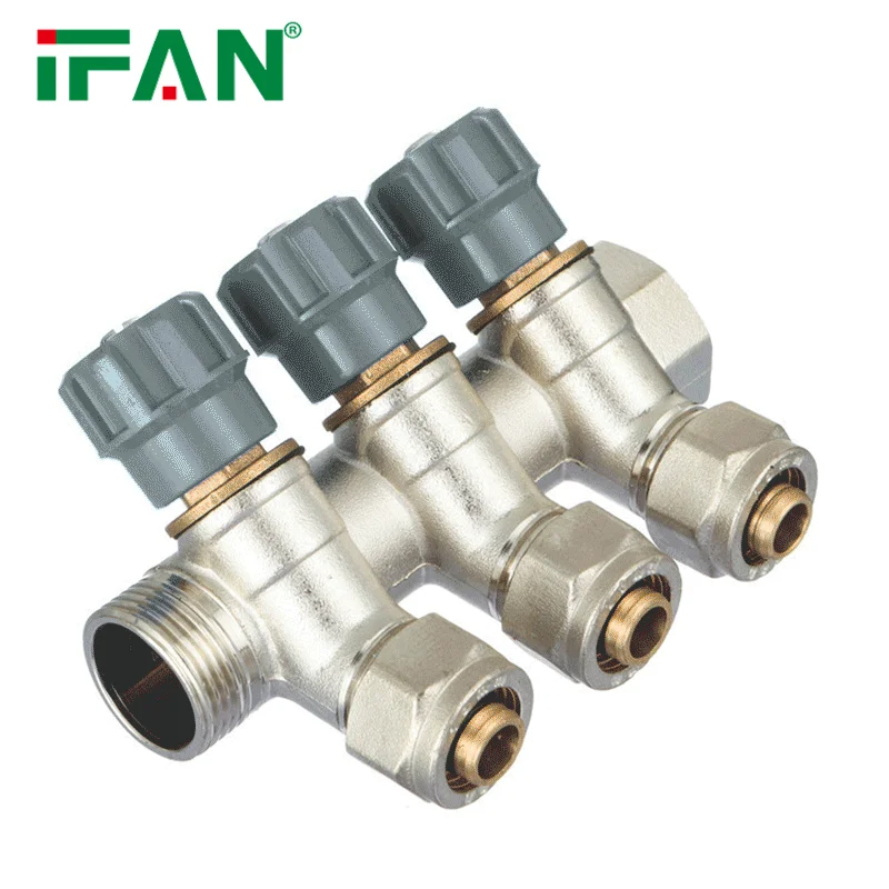 IFAN Plumbing Accessories Water Mixing Pump PEX Manifold Flow Meter Brass Manifold Underfloor Heating Radiant Manifold
