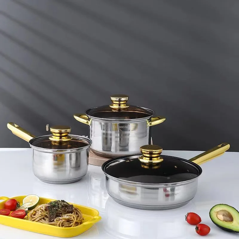 Factory Direct 12pcs S304 Stainless Steel luxury kitchen accessories set cookware American Style Cooking Pot