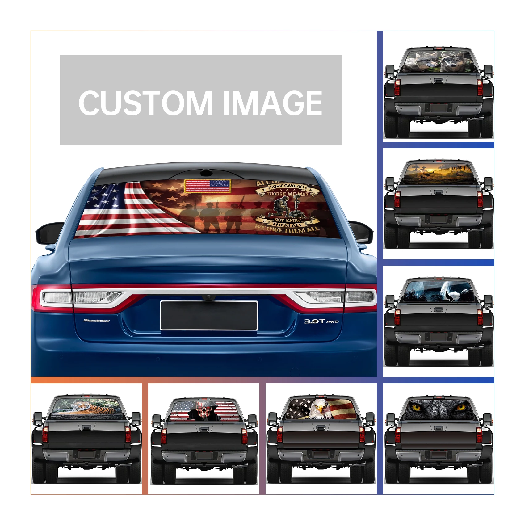 Rear Window Decal One Way Vision Perforated Car Sticker Rear Windshield Custom Printed Decal Stickers Mesh Film Vinyl Auto Decor