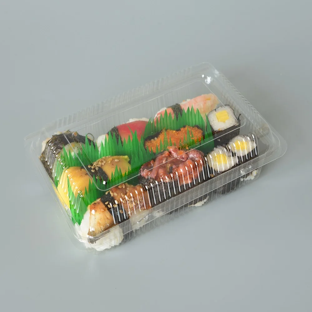 Disposable plastic large black takeaway box sushi packaging