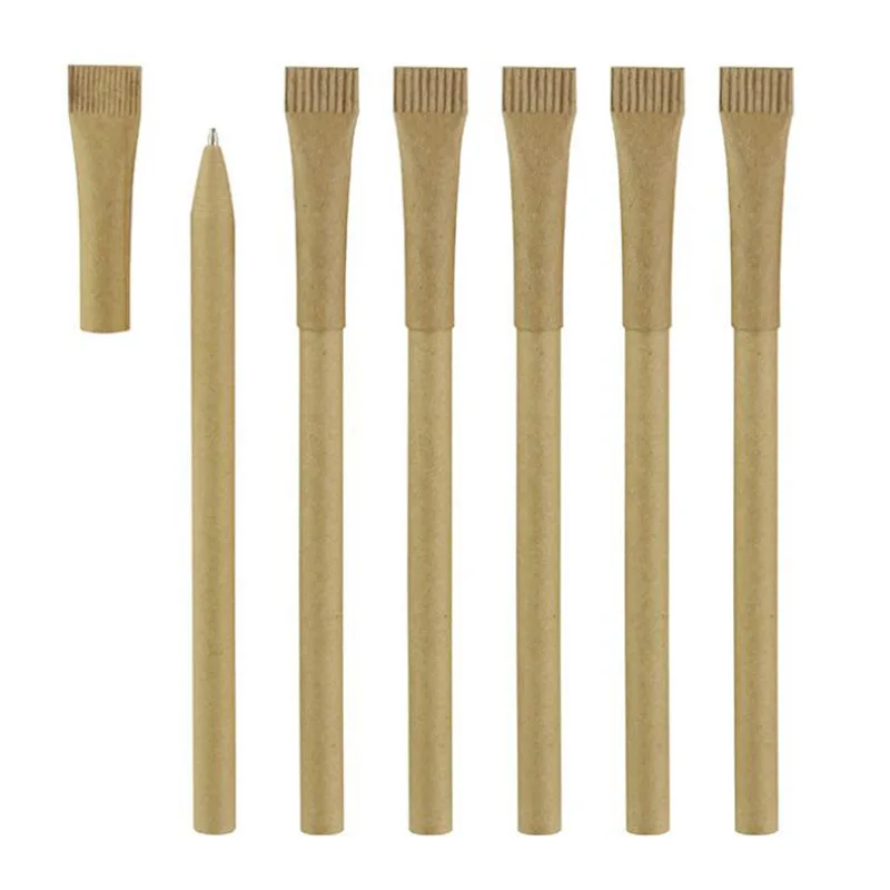 Wholesale Custom Logo Recyclable Kraft Paper Pen Eco-Friendly Cardboard Pen High Quality recycled Kraft Paper Barrel Writing Pen