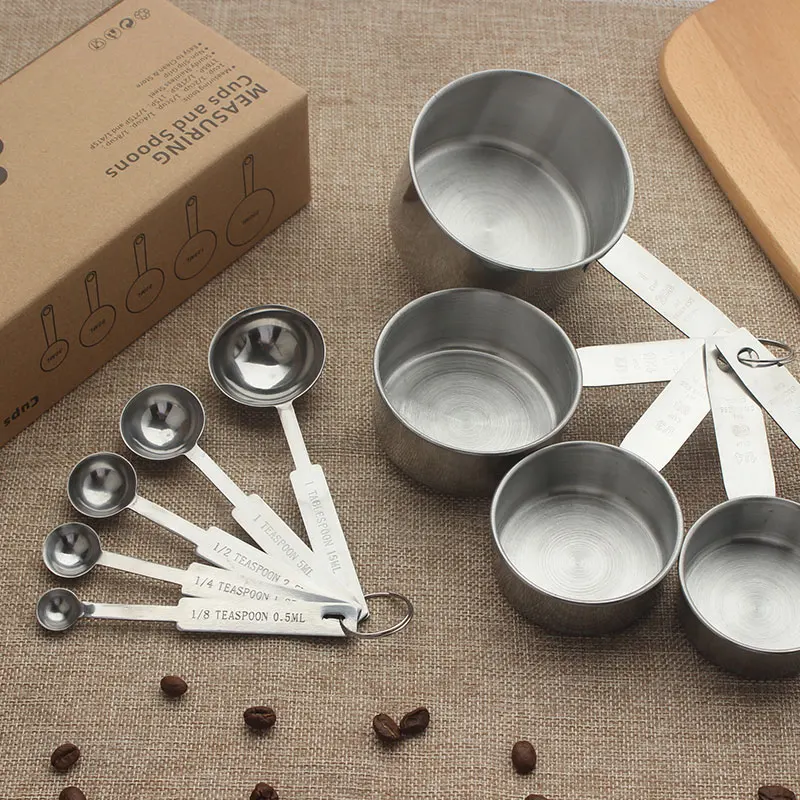 Food grade quality Stainless Steel Measuring Spoons And Measuring Cups Set of 10 pieces