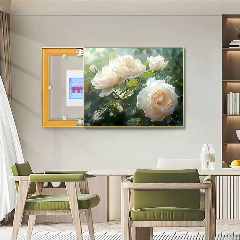 Modern Sunflower Wall Art Covering Electric Meter Box Decoration Paintings Aluminum Alloy Frame Hidden Switch Box home Decor
