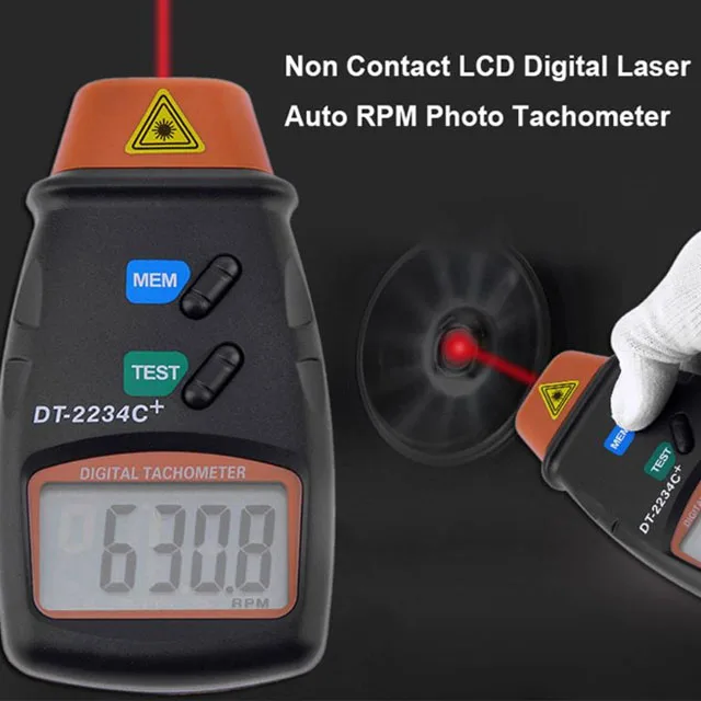 Handheld Digital RPM Tachometer Non-contact LCD Laser