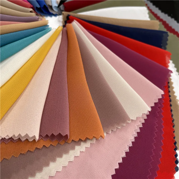 High quality wholesale cheap price 75D Polyester chiffon fabrric / fabric material for making dresses / composition of chiffon