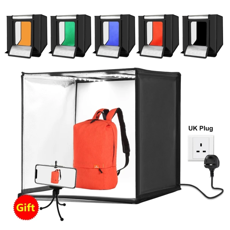 60cm portable lightbox with 6 Colors Backdrops Shooting Light Tent Photo Studio Box with Adjustable Brightness Photo Studio