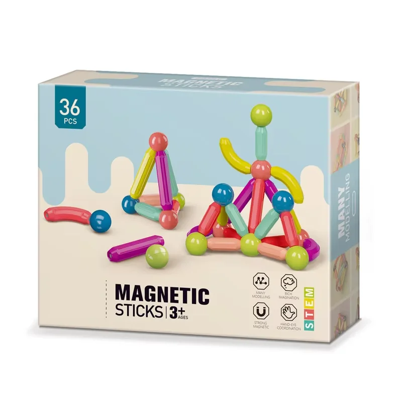 36pcs Magnetic Sticks Balls And Rods Montessori Educational STEM Toys Magnetic Building Sticks Blocks for Kids