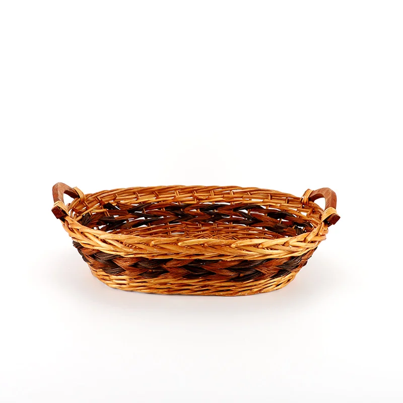 Wholesale Willow Wicker Original brown Italian Plate Food Fruit Storage Baskets for Home Outdoor
