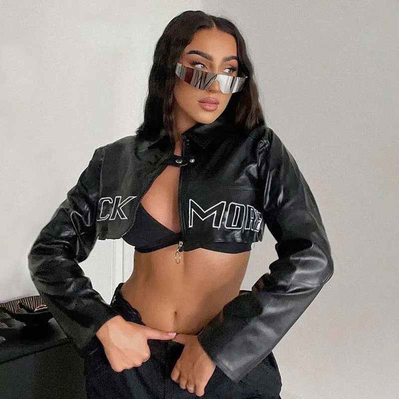 FS12023D 2023 autumn women PU leather zippered jackets