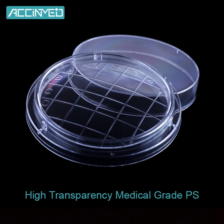 Custom Wholesale Medical Laboratory Different Size Types Of Disposable Round Sterile With Gird 55mm Contact Petri Culture Dish