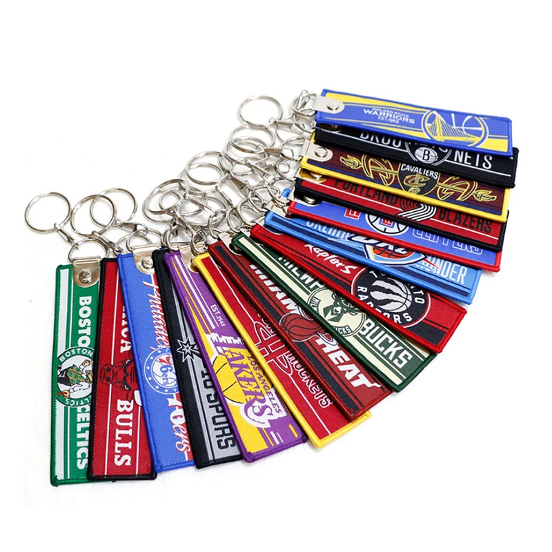 Personalise Promotional Gifts Custom Cheap Woven Keychain Fabric Embroidery Car Keychains Jet Tag