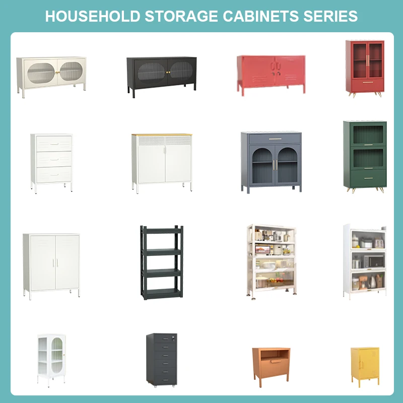 Kitchen Storage Cabinet Metal Cupboard For Dining Room 2 Door Steel Cabinet Locker Metal Buffet Cabinet Bookcase For Living Room