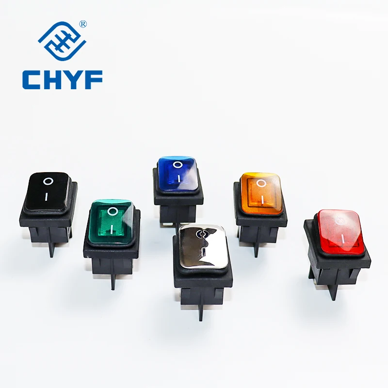 CHYF KCD4 15A/20A 250VAC водонепроницаемый IP67 коромысло переключатель с 2-мя позициями включения-выключения Красной светодиодной и синей лампой 4/6 контактов