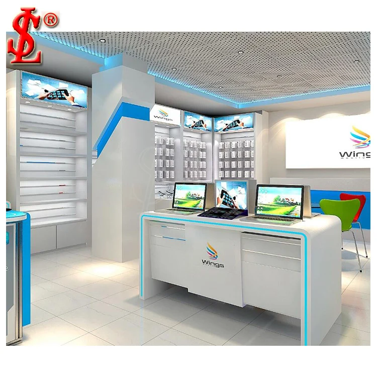 Модный розничный современный дизайн компьютера магазина для ноутбуков стеклянный дисплей витрина настенный шкаф