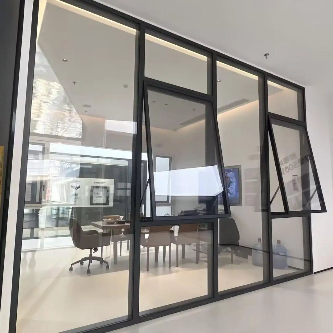 Exposed Aluminum Framing Thermal Windows  Glass Powder Coated Curtain Wall Facade Panels With Window