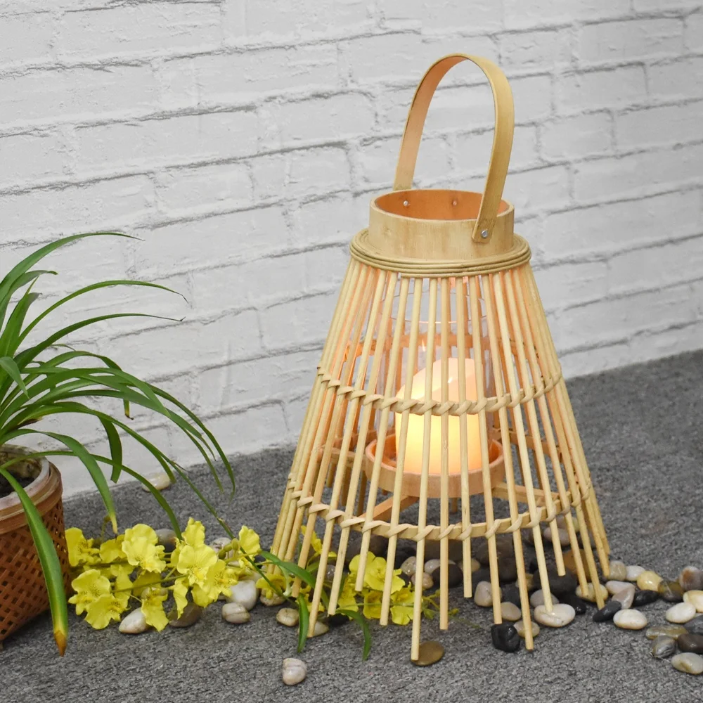 
Luckywind Uniquely design Rustic Bamboo Lantern, China Suppliers Room Decoration Bamboo Candle Lantern With Handle 